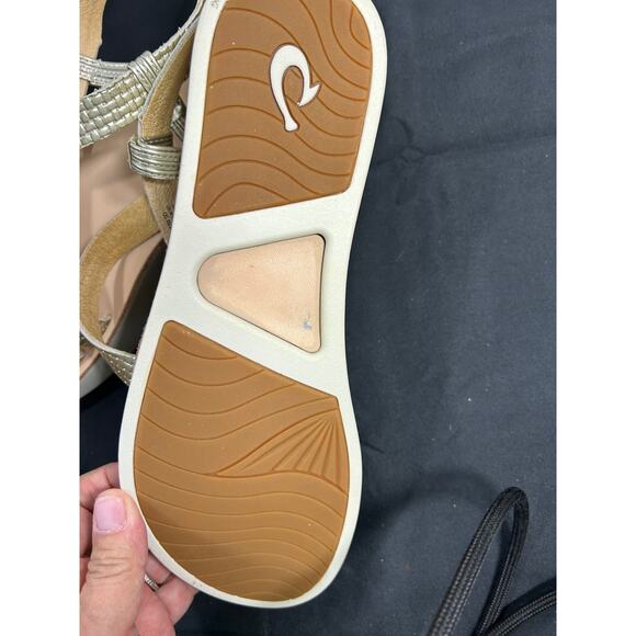 Olukai Onahi Strappy Metallic Sandals Size 8 Leather New - Picture 6 of 6